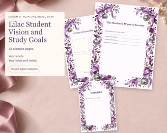 Kit per la creazione di una "Vision Board" per studenti: schede stampabili per gli obiettivi di studio, schede con parole chiave e pagine di azioni.