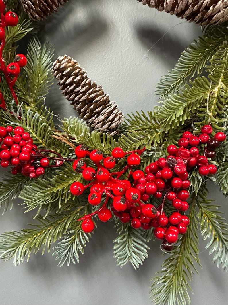 18 Inch Christmas Wreath, Red Berry Pine Foliage, Holiday Door Decor - Etsy