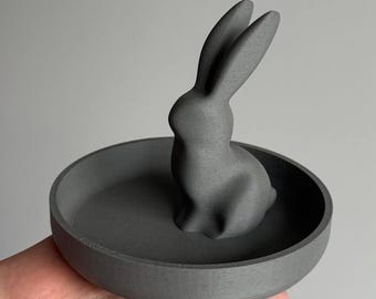 Marble Effect Bunny Ring Holder, 3D Printed Jewelry Dish, 5 Colours