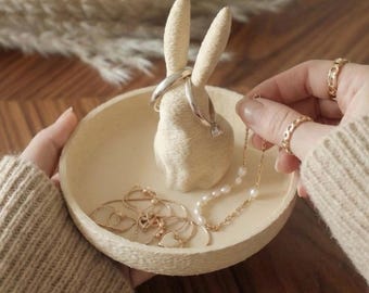 Bunny Ring Dish – Jewelry Holder with Ears, Cute Bridesmaid Gift, 24 Matte Colors