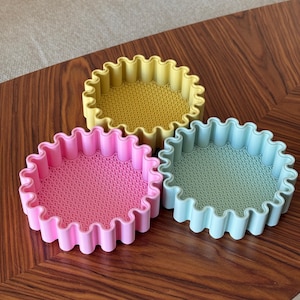 Scalloped Trinket Box Set – Stackable 3-Tier Jewelry Storage, Eco-Friendly 3D PLA Lid