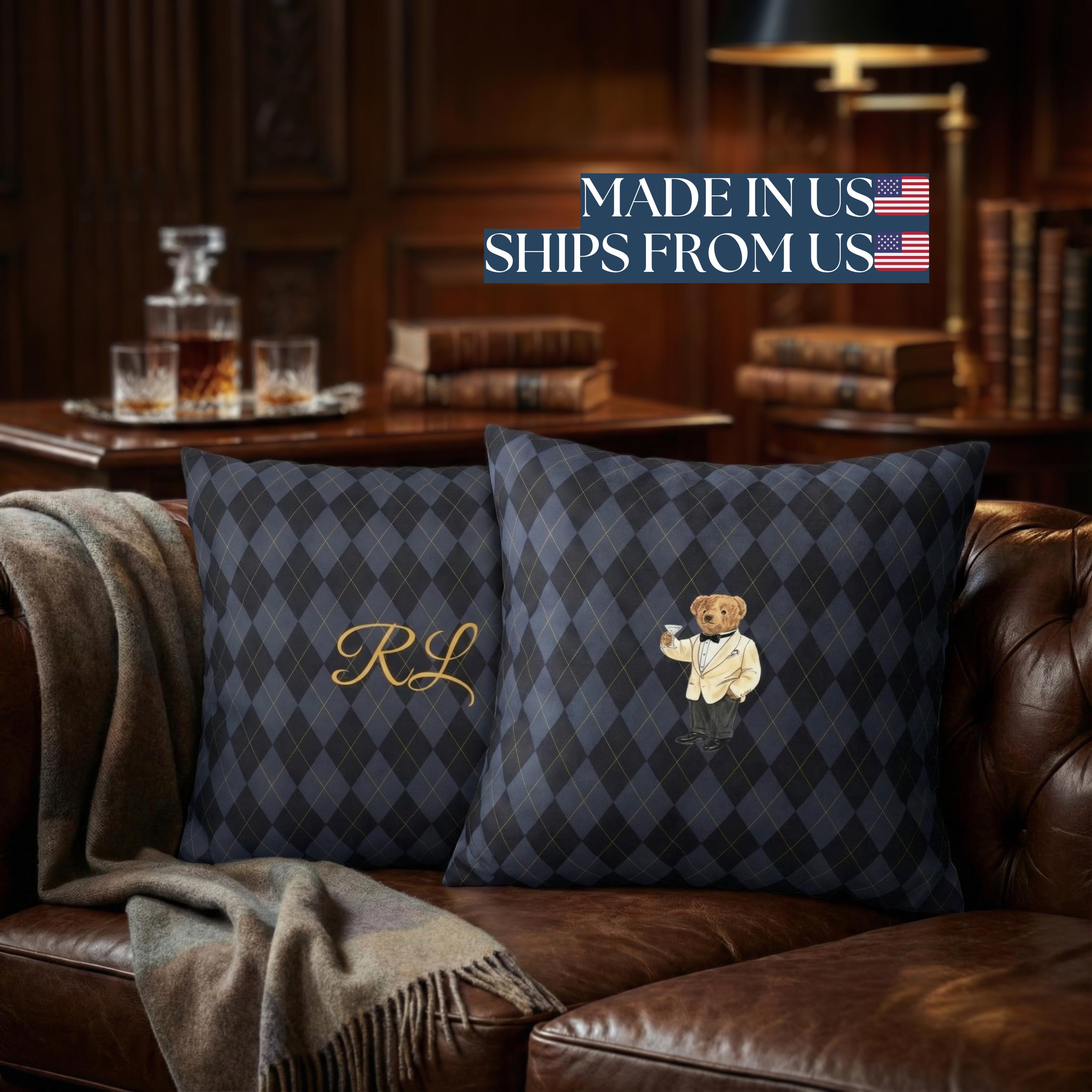 Vintage RALPH LAUREN ウール×レザー　カバー　ピローシャム 古き良きアメリカをあらためて見つめたラルフ ローレン パープル