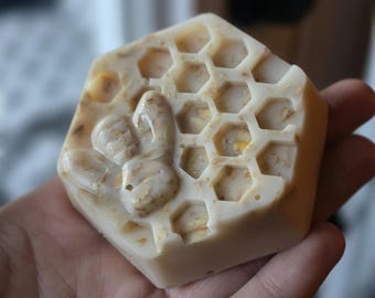 Handmade Goat Milk Honey Oat Soap, Unscented Natural Bar, Sensitive Skin Friendly