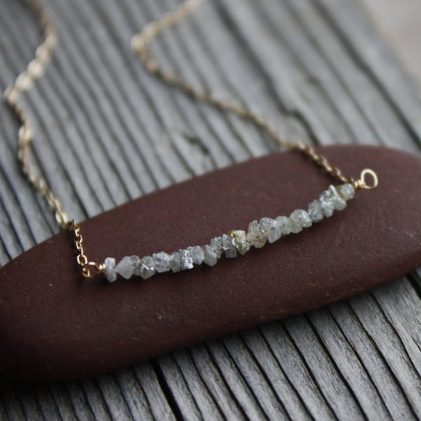 Natural Rough Diamond Necklace- Fine Jewelry, Organic Form, Gold Necklace, Diamonds