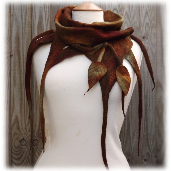Pixie Cowl - rustic cowl - pixie scarf - leafy cowl
