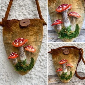 CUSTOM made Toadstool Bag,mushroom bag, kindle case, felt purse, cross body bag, festival bag, Messenger bag,camera bag,