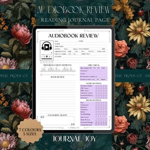Modello per recensione di audiolibri / Strumento di monitoraggio per libri fantasy e romance / Pagina di diario di lettura / PDF stampabile