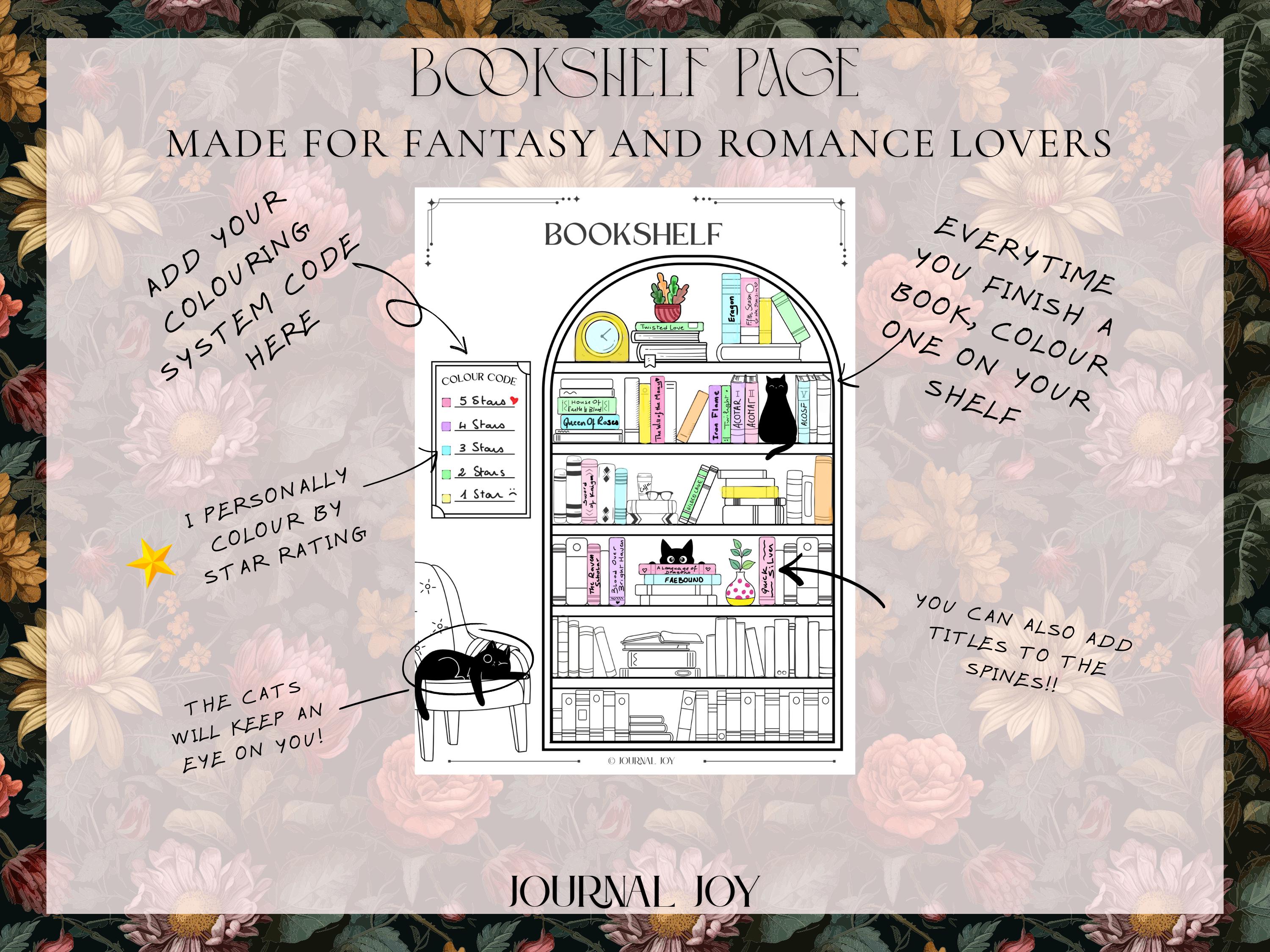 Cat Bookshelf Reading Tracker | Book Log Template | Reading Journal ...