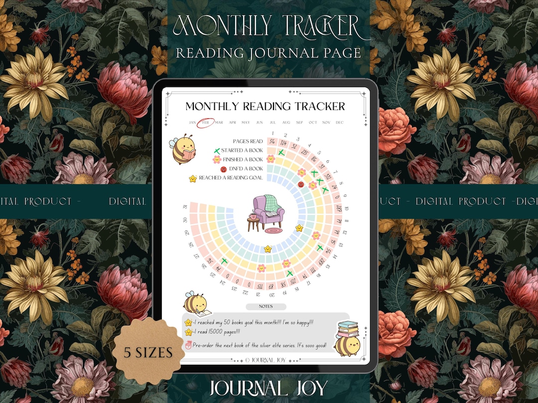 Monthly Reading Tracker | Printable PDF Template - Etsy