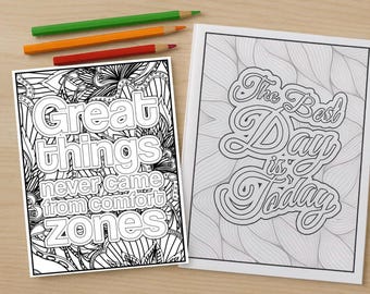 Pagine da colorare con citazioni motivazionali / Download digitale / Materiali stampabili per prendersi cura di sé consapevolmente / Fogli da colorare con affermazioni positive