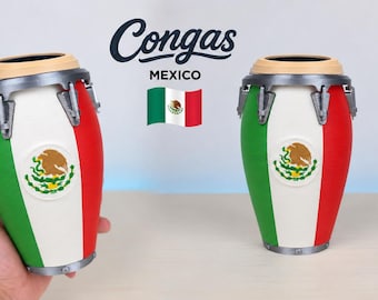 Mexikansk flagga Conga-trumkylare | 3D-printad öl- och läskburk-Koozie