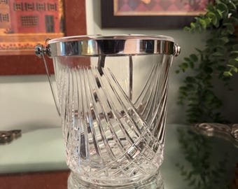 Wiaderko do lodu z kryształu ołowianego Cristal d'Arques w stylu vintage z szczypcami
