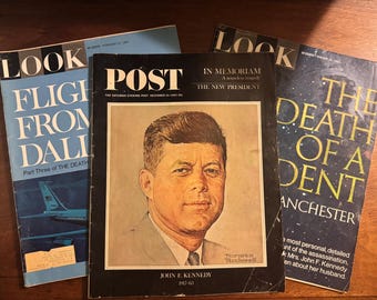 Lot von 3 Vintage 1960er Jahre Zeitschriften über den Tod von John F. Kennedy
