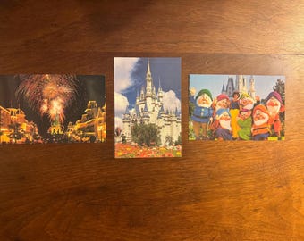 Set aus 3 frühen 200er Jahren Walt Disney World Postkarten