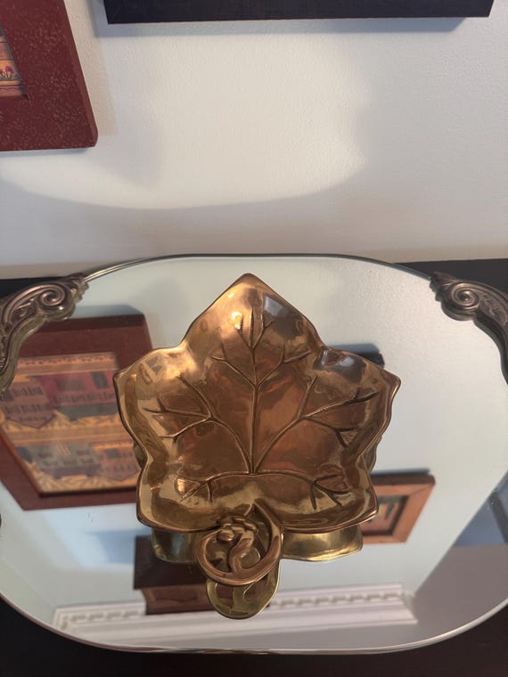 Decorative Vintage Solid Brass Grape Leaf Trinket… - image 6