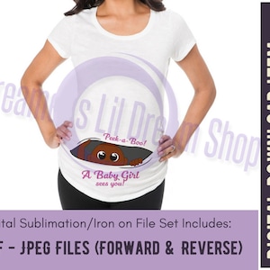 Peeking Baby Girl Maternity Shirt Iron-on Printable Tone 6 Instant ...