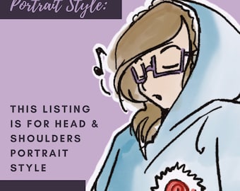 Custom Anime Portrait, Cute Cartoon Anime Portrait, Illustration, Family Portrait (Head and Shoulders) TWO PEOPLE