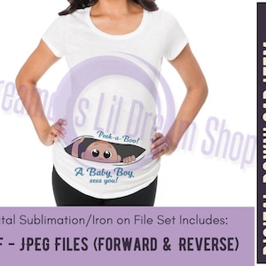 Peeking Baby Boy Maternity Shirt Iron-on Printable Tone 2 - Etsy