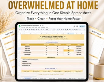 Home-Reset-System Tabelle Reinigung Checkliste Tägliche Haushaltsplaner