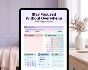 ADHS Planer für Frauen mit Focus Tracker Spreadsheet täglichem Routine System