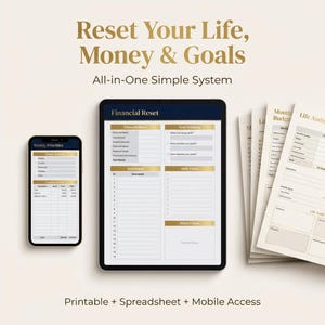 Life Money Reset Bundle for Women Budget Spreadsheet Goal Planner Savings Challenge Mobile Download