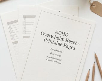 ADHD Overwhelm Zurücksetzen Printable | Calm Arbeitsblätter für Frauen
