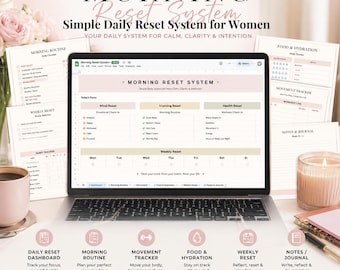 Morgen-Reset-System für Frauen, tägliche Routine-Planer Tabelle Self Care Tracker