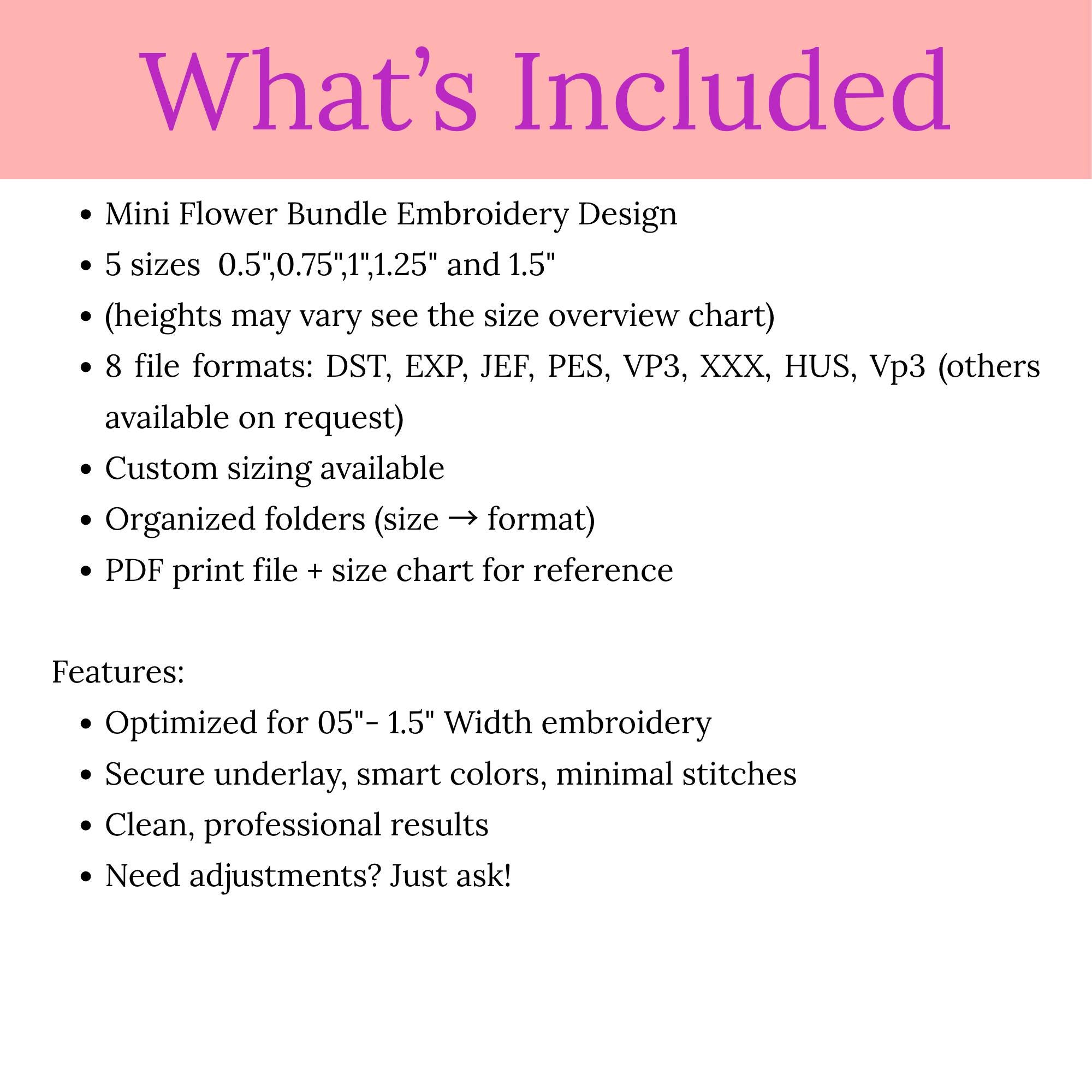 Mini Flower Bundle Embroidery Design, Machine Embroidery Pattern Pes 5 ...
