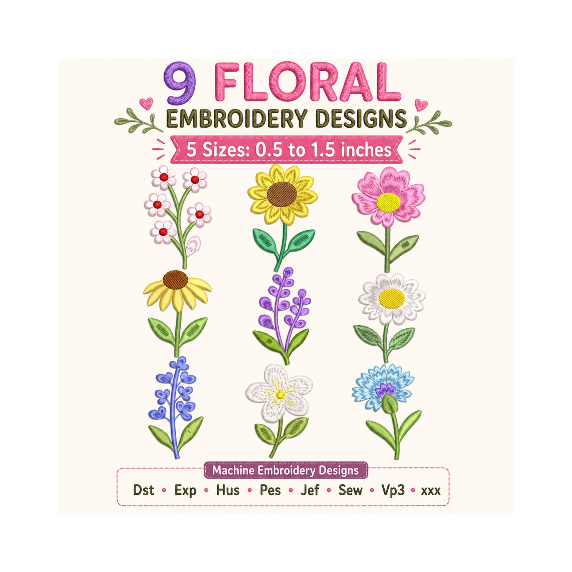 Mini Flower Bundle Embroidery Design, Machine Embroidery Pattern Pes 5 ...