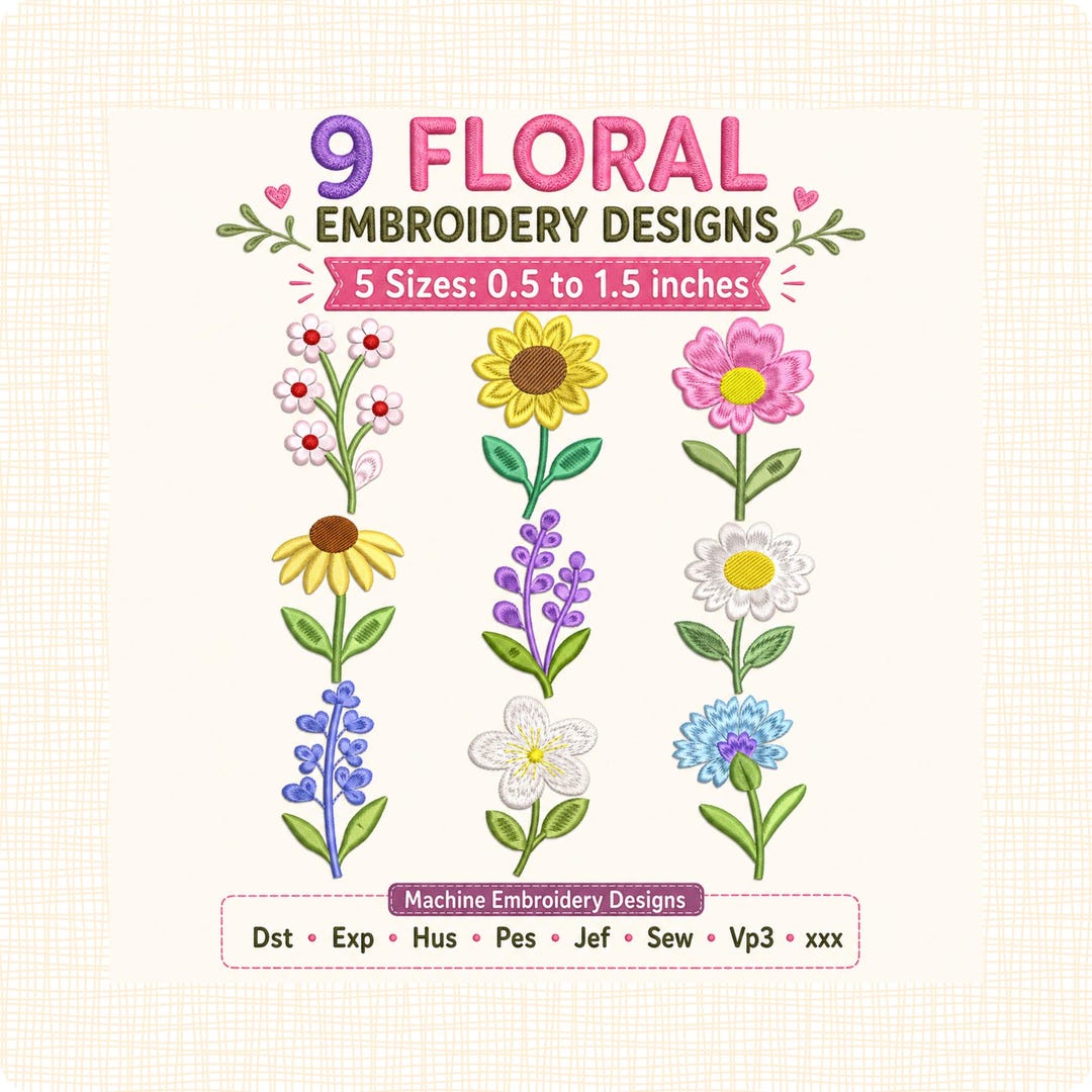 Mini Flower Bundle Embroidery Design, Machine Embroidery Pattern Pes 5 ...