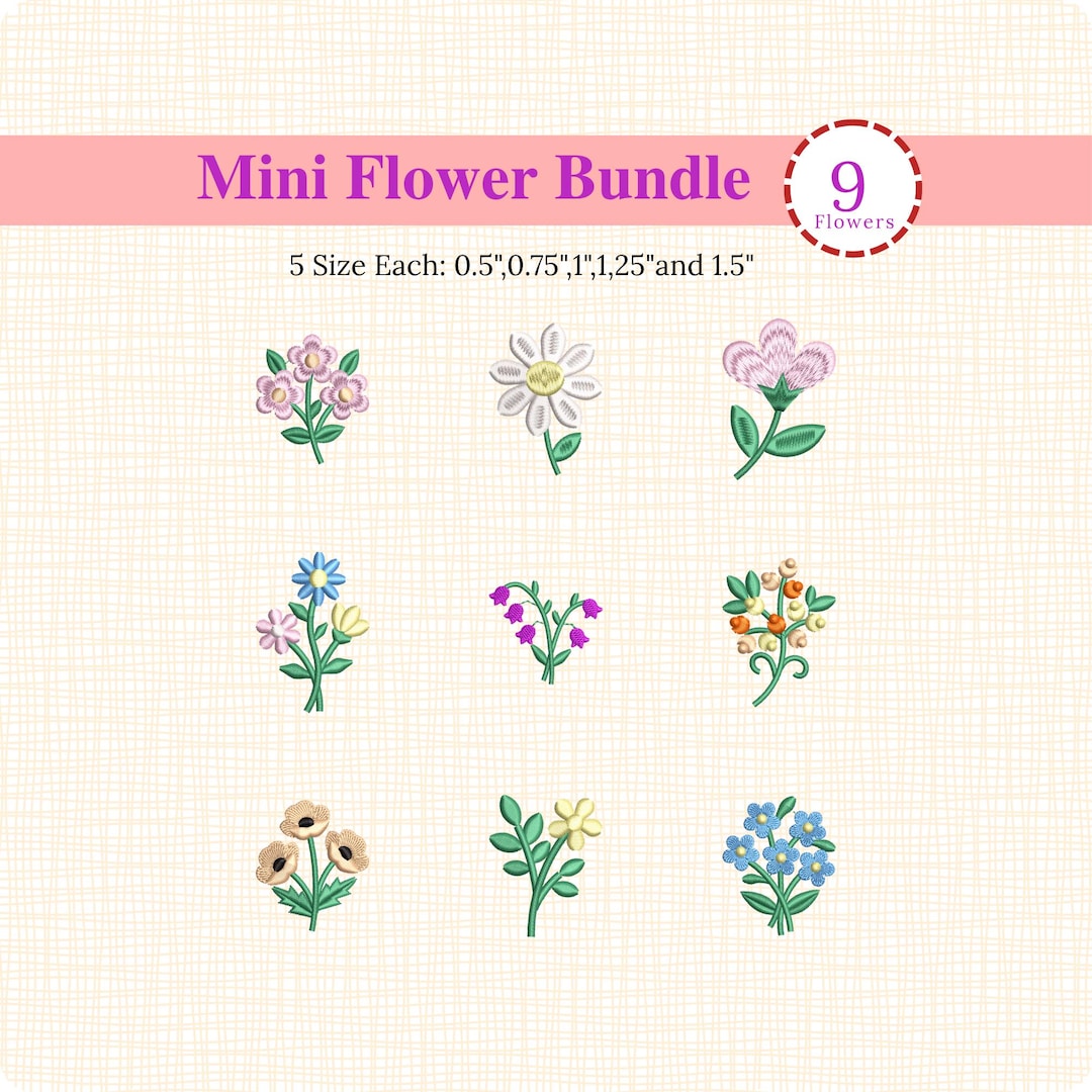 Mini Flower Bundle Embroidery Design, Machine Embroidery Pattern Pes 5 ...