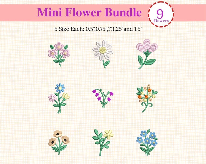 Mini Flower Bundle Embroidery Design, Machine Embroidery Pattern Pes 5 ...