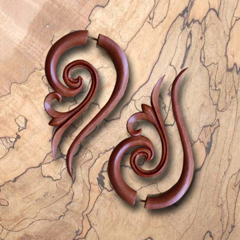 Curly Fake Gauge Earrings Fake Gauges Curly Girl Wood Etsy