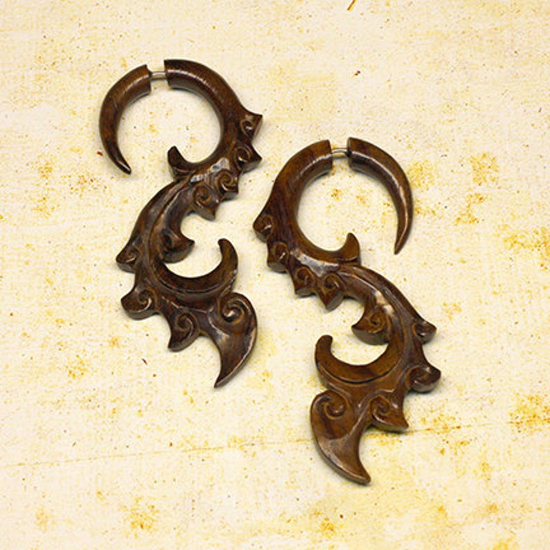 Fake Gauges BOHO Earrings Tribalstyle Organic Earrings Etsy