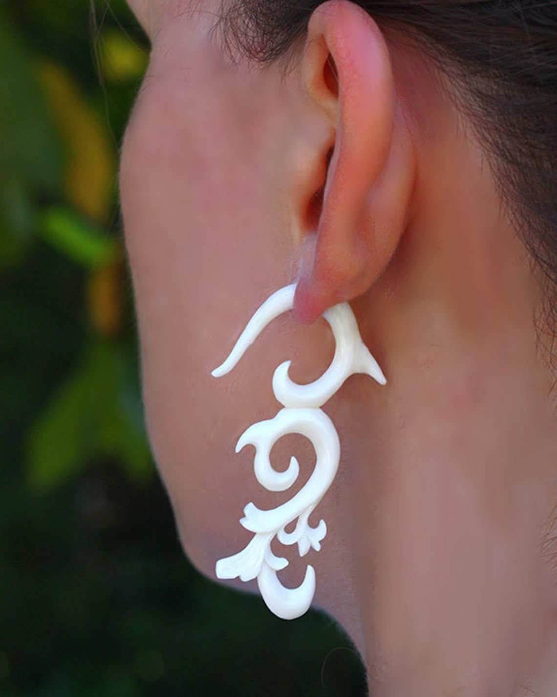 Fake Gauge Tribal Earrings Ecofriendly Bone Earrings Etsy