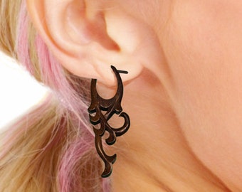 Post Earrings - Hanna Curls - Tropical  Wood Carvings - WP01