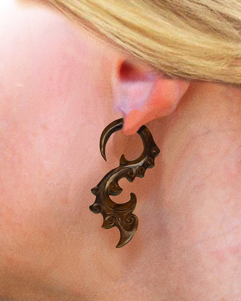 Fake Gauges BOHO Earrings Tribalstyle Organic Earrings Etsy