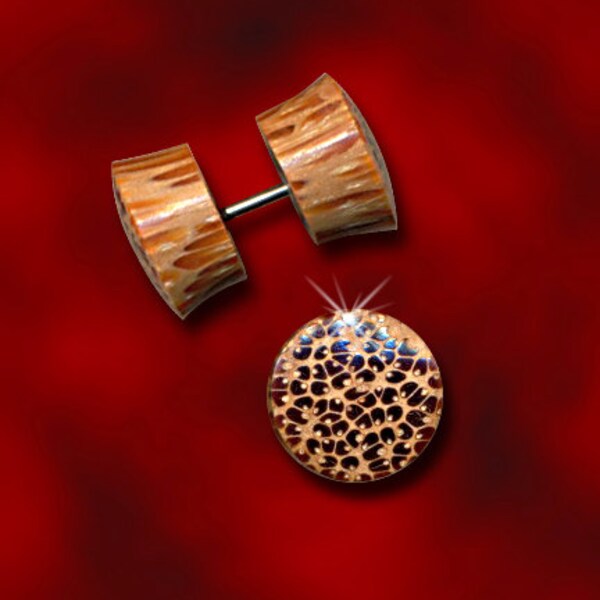 Coco Wood, Fake Plugs, Coconut Wood, Tribal Plugs, Fake Gauge Earrings, Cheaters, Split, Organic, Handmade, Natural - SP1