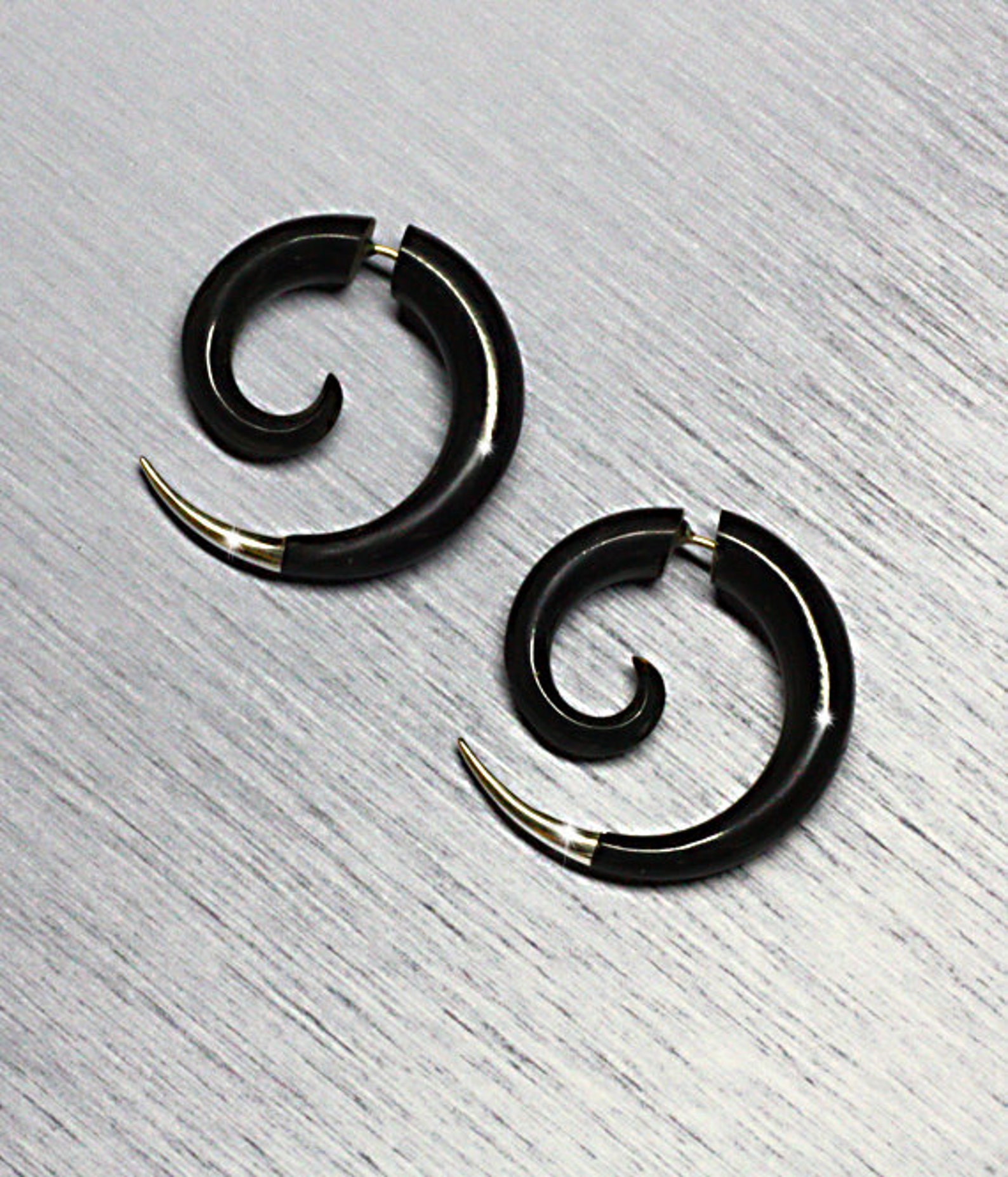 Fake Gauge Earrings Small Silver Tipped Spiral Sarahs Curls Etsy