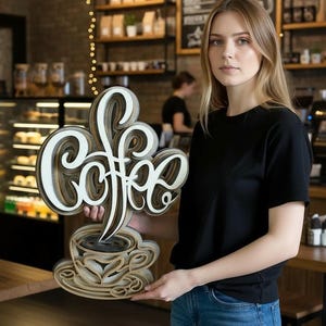 Laser Cut Coffee Sign - Kitchen Home Decor