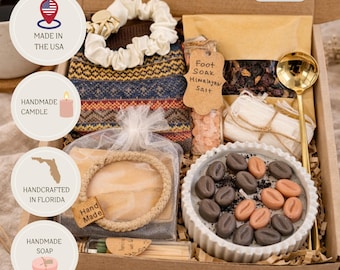 Handmade Coffee Scented Candle and Cozy Socks Spa Box