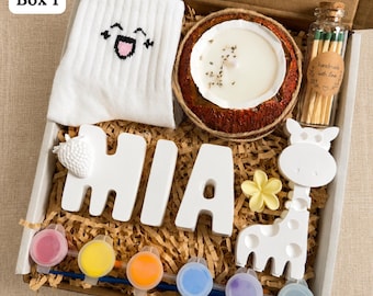 Personalized Kids Gift Ages 3-8, Paint Your Own Name Kit, Birthday Present for Girls Boys, Creative Learning Activity Box