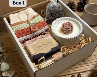 Coffee Scented Gift Box, Handmade Soap, Wool Socks