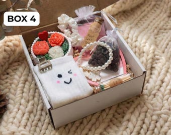 Handmade Rose Self Care Box, Cozy Gift Set with Candle Bracelet
