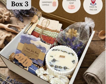 New Mom Gift Box, Lavender Soap, Candle Cosmetic Pouch