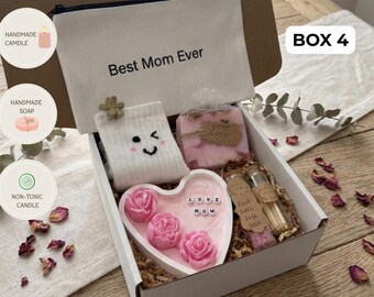 Handmade Rose Soap and Candle Gift Box for Mom, Self-Care Relaxation Set