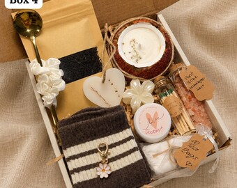 Coconut Spa Gift Box for Her, Self Care Package, Handmade Relaxation Set, Birthday Gift, Cozy Care Basket, Get Well Soon