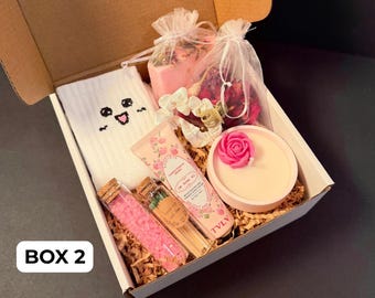 Personalized Rose Spa Gift Box, Handmade Self Care Package