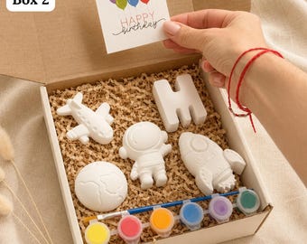 Space Painting Kit for Boys, NASA Inspired Gift Box, Kids Craft Activity, Personalized Name Set, Astronaut Birthday Gift Age 2+