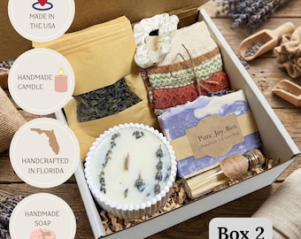 Personalized Birthday Gift Box, Lavender Candle Soap, Handmade Self-Care